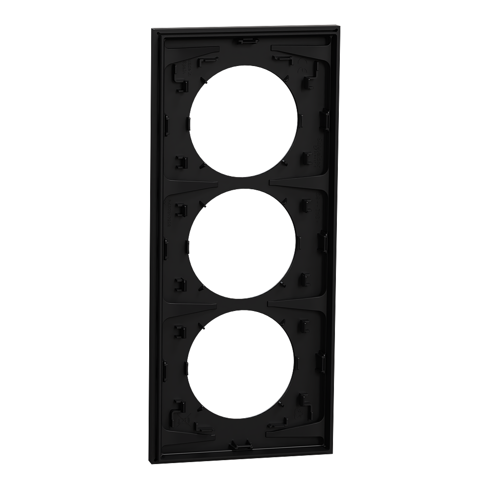 Odace plaque 3 postes 57mm noir
